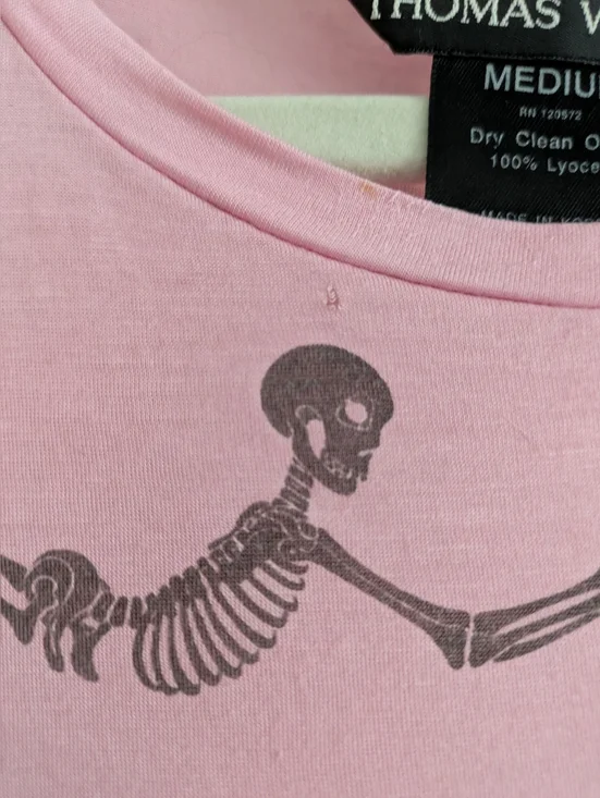 Thomas Wylde Lyocel Graphic Skeleton Design, Pink, Long Sleeve T Shirt -M - Picture 7 of 7